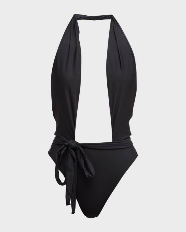Alex Halter Plunge One-Piece Swimsuit